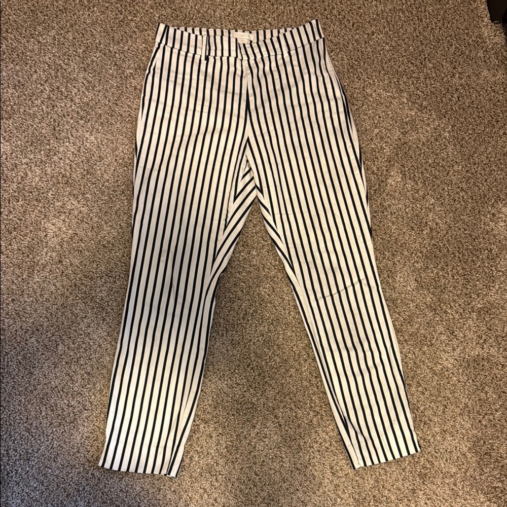 H&M Black and White Striped Dress Pants